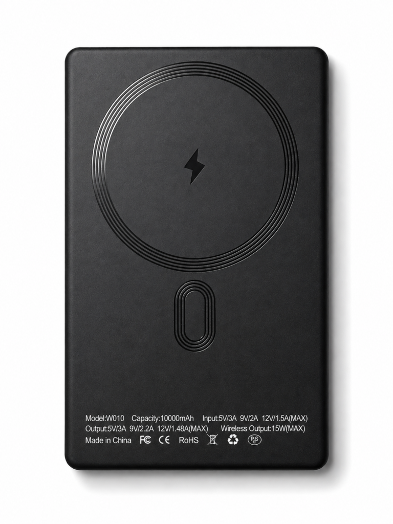 Безжична, външна батерия. Капацитет 10000 mAh, включен кабел за зареждане. Порт: Type-C