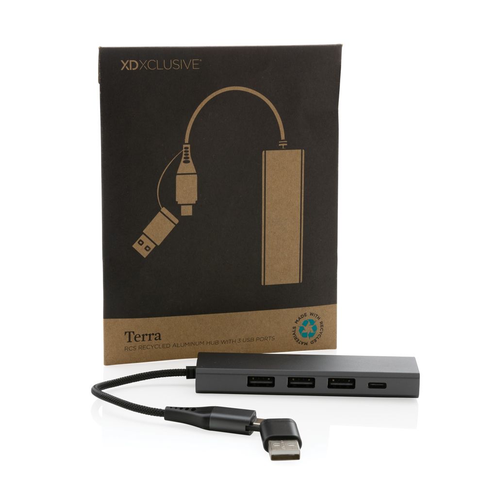 Terra RCS рециклиран алуминиев хъб с USB портове